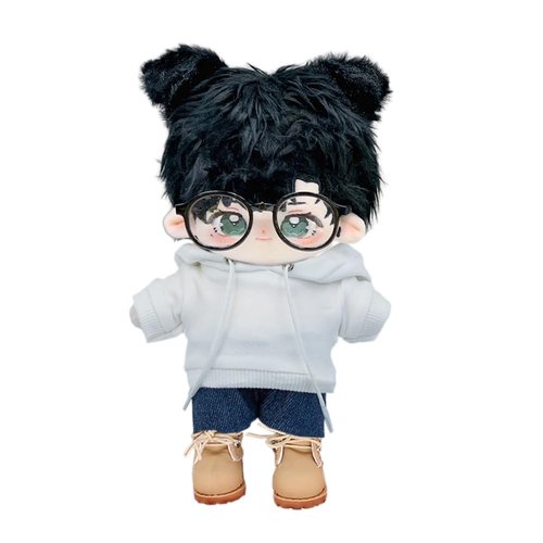niannyyhouse Loose Solid Hoodie Jeans Glasses Tall Leather Shoes 10cm 15cm 20cm Plush Doll Clothes Soft Stuffed Plush Toy Dress Up Accessories (a11, 10cm)