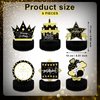 6 Pieces Black Gold Birthday Centerpieces for Tables Decorations Honeycomb Table Topper Happy Birthday Decorations for Men and Woman Birthday Party Supplies