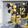 Happy 12th Birthday Balloons Gold Set Decor - Cheers to 12 Years Old Party Theme Garland Star Moon Banner Backdrop Decorations For Kids Supplies