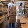 Briteree Woodworking Apron for Men, Gifts for Woodworker, with 9 Tool Pockets, Durable Waxed Canvas Work Apron, Gifts for Him