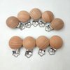Alenybeby 10pcs Natural Beech Wood Pacifier Clips Teething Grasping Toy Suspender Clips Charm Antique DIY Baby Teether Toys (3.5cm/10pcs)