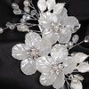 BERYUAN White Flower Hair Clip for Women Flower Rhinestone Wedding Hair Accessory（Silver）