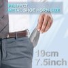 ZOMAKE Metal Shoe Horn Small Shoehorn 7.5 inch - Travel Shoe Horns for Seniors Men Women Kids - Stainless Steel Shoe Horn with Hook (Silver)