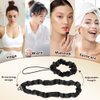 Adjustable Hair Tie, Silk Satin Hair Scrunchies in Black, No Slip Ouchless Hairband Running Scrunchie, Long Cushioned Headband Ties for Women Cute Scrunchies(3PCS)