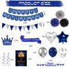 Happy Retirement Party Decorations Blue Retirement Party Decorations for Men Happy Retirement Banner Hanging Swirls Foil Balloon Cake Toppers Retired Sash for Blue and Silver Retirement Decorations