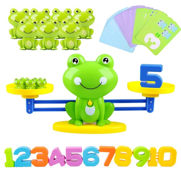 Frog Balance Counting Toys, Cool Math Learning Games for Boys and Girls, Educational Number Toy Preschool Frog Balance Counting Toys, Fun Children's Gift STEM Math Games Toys for Kids Age 3+ (63 PCS)