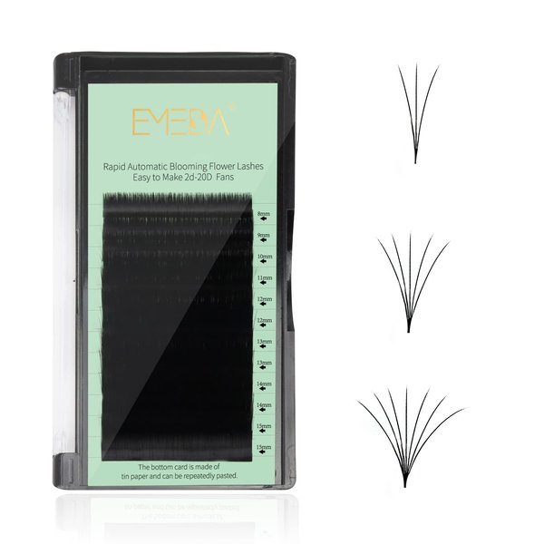 EMEDA Easy Fan Volume lash Extensions 0.05mm C Curl 8-15mm Mixed Tray Auto Self Fanning Rapid Flowering Blooming Flower Eyelash Extension 2D~10D Rapid Blooming Volume Lashes(0.05 C 8-15mm Mix Length)
