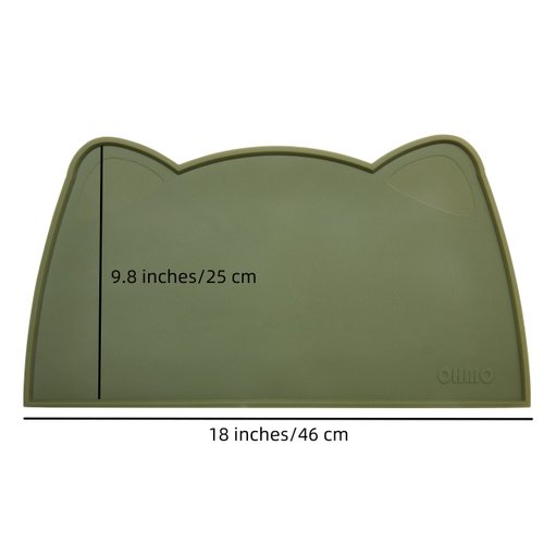 OHMO - Cat Food Mat, Silicone Pet Feeding Mat for Floor Non-Skid Waterproof Dog Water Bowl Tray, Easy to Clean Pet Placemat (Camo Green, 18 * 9.8'')
