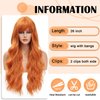 Orange Wig Long Wavy Wig with Bangs Orange Curly Wigs for Women Synthetic Curly Wavy Wig for Party Cosplay Daily Use 26 Inch
