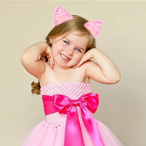 Haomye Cat Ear Hairclips Cute Baby Hairpins Sequin Hair Barrettes Children Hair Accessories for Girls Toddlers Kids 2PCS (pink)