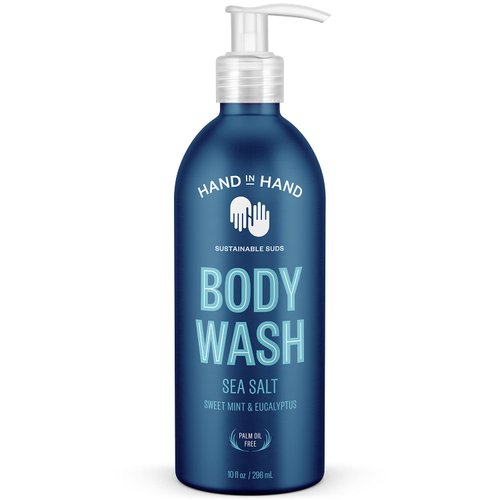 Hand in Hand Body Wash, Gentle Cleanser For All Skin Types, 10 Fl Oz, Sweet Mint & Eucalyptus, Sea Salt Scent, 2 Pack