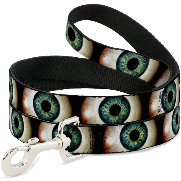 Dog Leash Vivid Blue Eyeball Black 4 Feet Long 0.5 Inch Wide