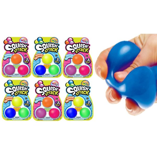JA-RU Squish Attack Squishy Sphere (6 Pack, 18 Balls) Small Squishy Balls for Kids & Adults. Squeeze Stress Balls. Therapy Autism ADHD Stress & Anxiety Relief Sensory Fidget Toys. Office Toy 5565-6p