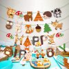 Woodland Party Decorations Woodland Happy Birthday Banner with Forest Animal Bunting Garland for Kids Boys Girls Woodland Birthday Party Supplies