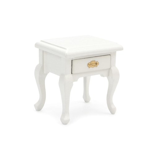 Miniature End Table 2PCS Dollhouse Furniture 1:12 Accessories Wooden BedroomNightstand Set of 2 Vintage Table Living Room Scene Bedroom Bedsides HouseModel Decoration (White)