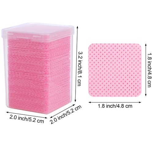 400 pieces nail cotton pads,1 pull-down pump dispenser bottle, super absorbent soft non-woven eyelash glue wipes, nail polish dehumidifier for eyelash extension products and nail oil bottle (pink)