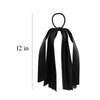 Black Ribbon Hair Ties Cheer Long Tassel Elastic Hairbands Handmade Girls Women Ponytail Holder Hair Accessories for Holiday Party
