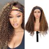 P4/27 Highlight Curly Headband Wig Human Hair 16 Inches Human Hair Headband wig Kinky Curly None Lace Front Wigs Human Hair Wig for Black Women Wear and Go Wig 150% Density wig（P4/27,JC,16Inch)