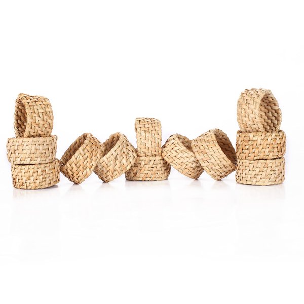 Nautical Napkin Rings Set of 12, Woven Napkin Holders, Coastal Napkin Rings Bulk for Party Decoration, Dinning Table, Everyday, Family Gatherings - A Great Tabletop Décor - Natural