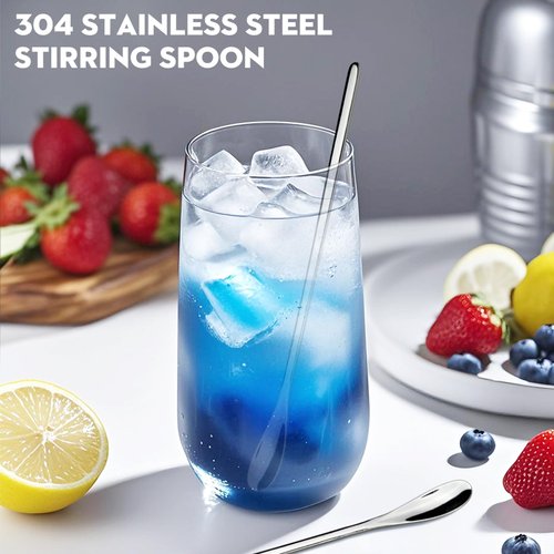 Stainless Steel Coffee Stirring Spoons – Set of 4, 7.6-Inch Reusable Drink & Cocktail Swizzle Sticks, Slim Salt or Condiment Spoons – Modern Long Handle Design for Bar, Kitchen & Parties