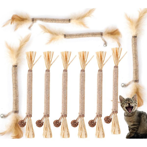Catnip Chew Toys for Cats Silvervine Sticks for Kittens Teeth Cleaning 10 Packs Silvervine Cat Toy Anxiety and Stress Relief, Aggressive Chewers Cat Dental Toy (10 Packs)