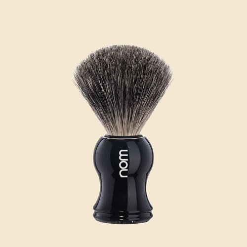 NOM Gustav shaving brush | Pure Badger Shave Brush for Shaving soaps and creams | exfoliating shaving brush | Black handle