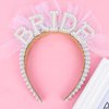 YARIEW Rhinestone Bride Headband Pearl Bride Headband with Veil Bachelorette Party Decorations Bridal Headband for Wedding White Pearl Headpiece Bachelorette Favors Bridal Shower Favors Gift