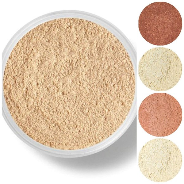 STARTER SET (FAIR 1) Mineral Makeup Kit Bare Skin Sheer Powder Matte Foundation Blush Bronzer Illuminating Veil