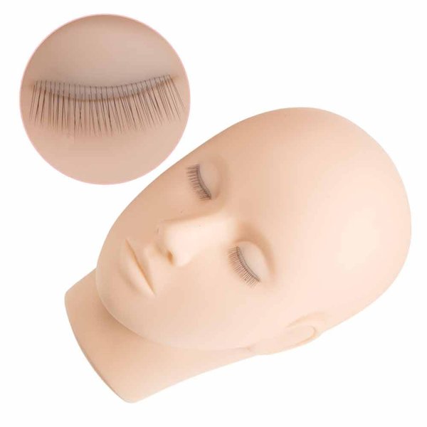 Eyelash Training Mannequin Head for Lash Extension Practice Head for Eyelash Extensions and Make Up 3 Layers Makeup Practice for Beginner (Regular style：About 80 lashes in both eyes)