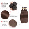 Dark Brown Straight Bundles Human Hair Color 4 Straight Bundles Hair Light Brown Straight Bundles 24 24 24 inch Double Weft Brazilian Remy Hair Extensions Silky and Soft for Black Women