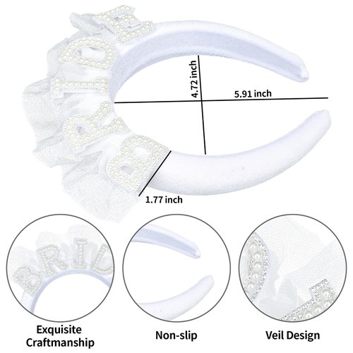 YARIEW Pearl Veil Bride Headband Bachelorette Party Decorations Bridal Headband for Wedding White Pearl Headpiece Bachelorette Favors Bridal Shower Favors Gift Bridesmaid Favors