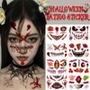 8 Sheets Halloween Face Tattoo Stickers, Horror Realistic Eyeball Handprint Bloody Wound Stitch Scar Scab Waterproof Temporary Face Tattoo Sticker for Halloween Masquerade Prank Makeup Props