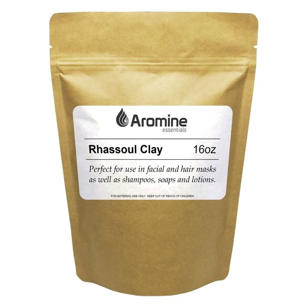 Aromine Rhassoul Clay Powder 16oz Moroccan Ghassoul Clay Mask, Nourishing, Unisex, Skin Treatment Mask
