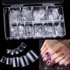 BBTO 500 Pcs Toe Nail Tips False Toenails Square Full Cover Clear Artificial Press on French Acrylic Fake Toe nails 10 Sizes for Nail Salons and DIY Art