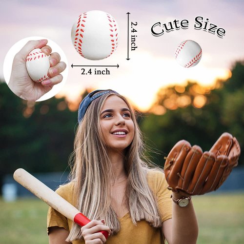 24 Pcs Baseball Stress Ball,2.5 Inch Mini Squeeze Foam Baseball,Relaxable Sports Ball for Themed Party Favors,Decoration,Anxiety Relief