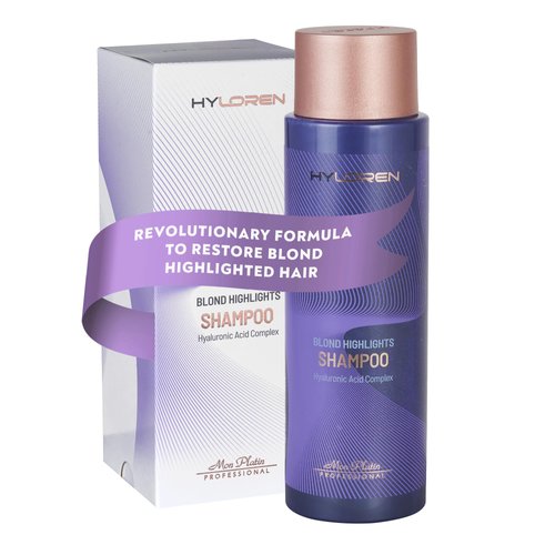 Mon Platin Professional HY Loren Blond Hair Shampoo with Hyaluronic Acid for Blond & Highlighted Hair, Shampoo for Blond Hair, SLS/SLES Free, Moisturizing Shampoo, Purple Shampoo, 500ml