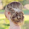 Casdre Starfish Bride Wedding Hair Comb Silver Crystal Bridal Hair Piece Pearl Beach Wedding Hair Accessories for Women and Girls