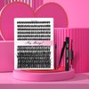 SKY MANGO Individual Lashes Kit 280pcs 50D Curl 8-16MM Clusters Eyelash Extension Kit with Lash Bond and Seal and Lash Tweezers and Lash Brush for Self Application(50D-0.07D-8-16MIX KIT)