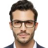 OCCI CHIARI Reading Glasses Men's Rectangle Reader Durable Spring Hinge 1.0 1.25 1.5 1.75 2.0 2.25 2.5 2.75 3.0 3.5 (Black 100)