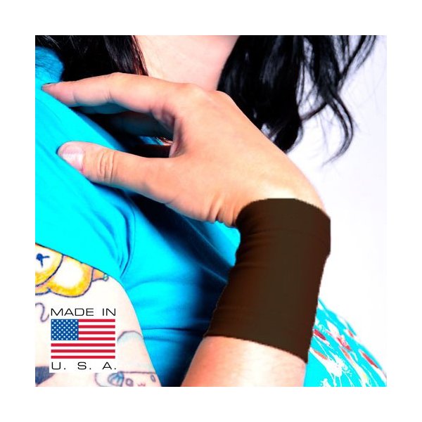 Tat2X Ink Armor Premium Wrist 3" Tattoo Cover Up Sleeve - Super Comfy - U.S. Made - Brown Town - XSS (single wrist cover sleeve)