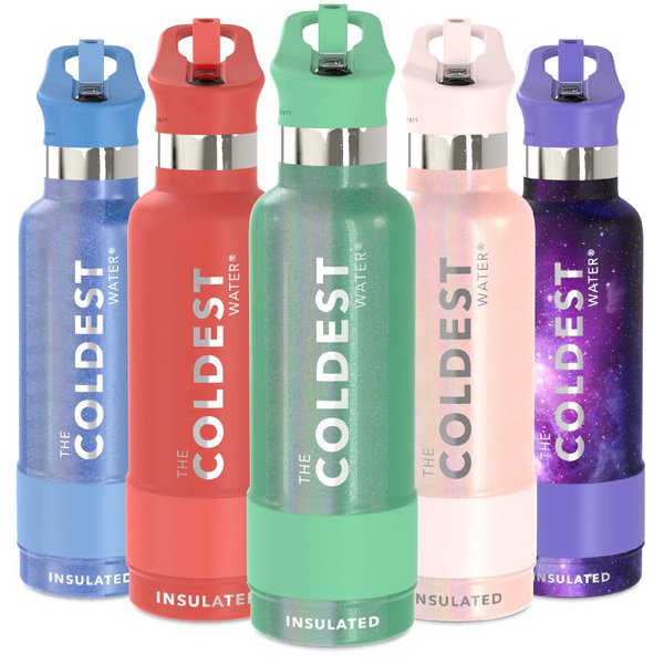 Coldest Water Bottle with Standard Mouth Straw Lid Metal Thermos Vacuum Insulated Stainless Steel l Reusable Leak Proof Cupholder Flask (21 oz, Green Aurora)