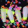 Luminous Nail Art Sequins, Fluorescent 3D Nail Glitter Flakes Design, Butterfly Flowers Stars Heart Letters Nail Decorations Holographic Acrylic Supplies Accessories False Nails Manicure Confetti Kit