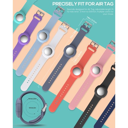 Air tag Wristband Kids(2 Pack) - Soft Silicone Air tag Bracelet for Kids - Lightweight GPS Tracker Holder Compatible with Apple Air tag Childs Watch Band Kids (Blue + Denim Blue)