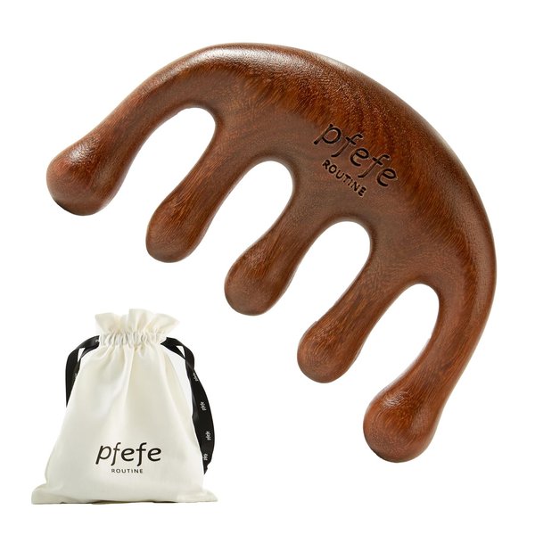 Head Scalp Wooden Massage Comb - Sandalwood Wide Tooth Scalp Stimulator Massager Comb - Gua Sha Hair Loc Comb