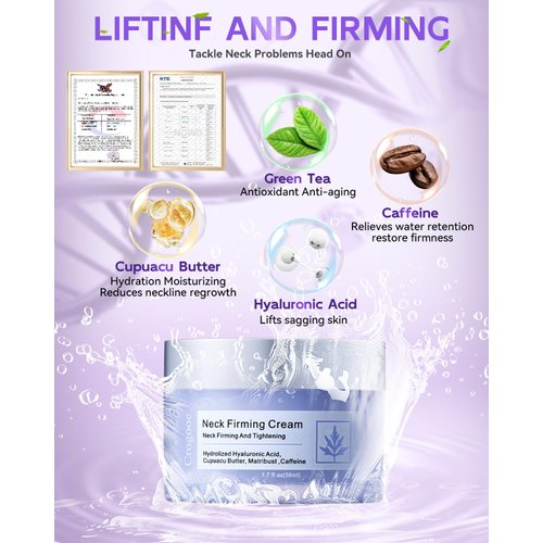 2024 Updated Neck Firming Cream : [Anti-Aging] [High Hydrating] Neck Creams for Tightening and Firming for Neck Lifting Wrinkle Reduction Sagging Skin for All Skin Types, Gift for Men and Women