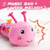 AWOTOY Baby Toys 0-6-12 Months,Infant Musical Stuffed Animals Activity Toys with Muti-Sensory Crinkle,Rattles,Baby Girl Toys Gifts for Newborn Tummy Time,Caterpillar,Pink