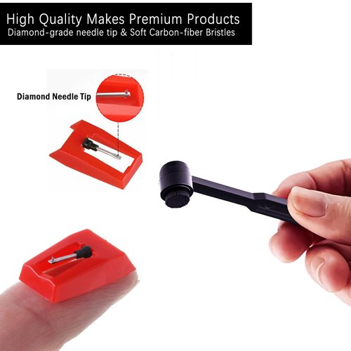 5 Pack Vinyl Record Player Needles Replacement for Crosley Victrola ION Jenson Boytone York-Yorx, Turntable Record Needles with Stylus Cleaner Brush Kit for Phonograph