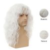 Dai Cloud Mens White Long Curly Wig 70s 80s Rocker Wig with Bangs Synthetic Heat Resistant Halloween Cosplay Costume Wig