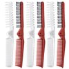 Qjaiune 6PCS Travel Foldable Brush Comb Portable Folding Comb, Anti-Static Hair Comb Mini Pocket Comb, Double Headed Hair Brush Hairdressing Tools Plastic Folding Comb for Men Women (White + Burgundy)
