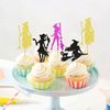 Ercadio 24Pcs Halloween Witch Cupcake Toppers Glitter Colorful Witch Cupcake Picks for Halloween Theme Baby shower Kids Birthday Party Supplies